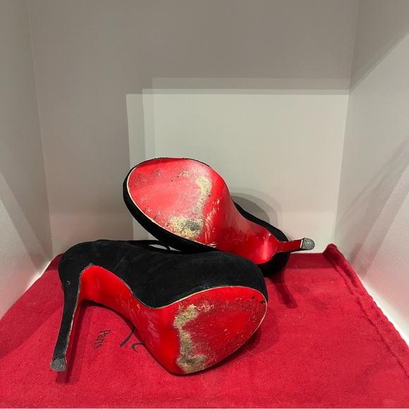 Christian Louboutin - Lady Daf Black Suede Heels - Size 39 - Picture 5 of 6